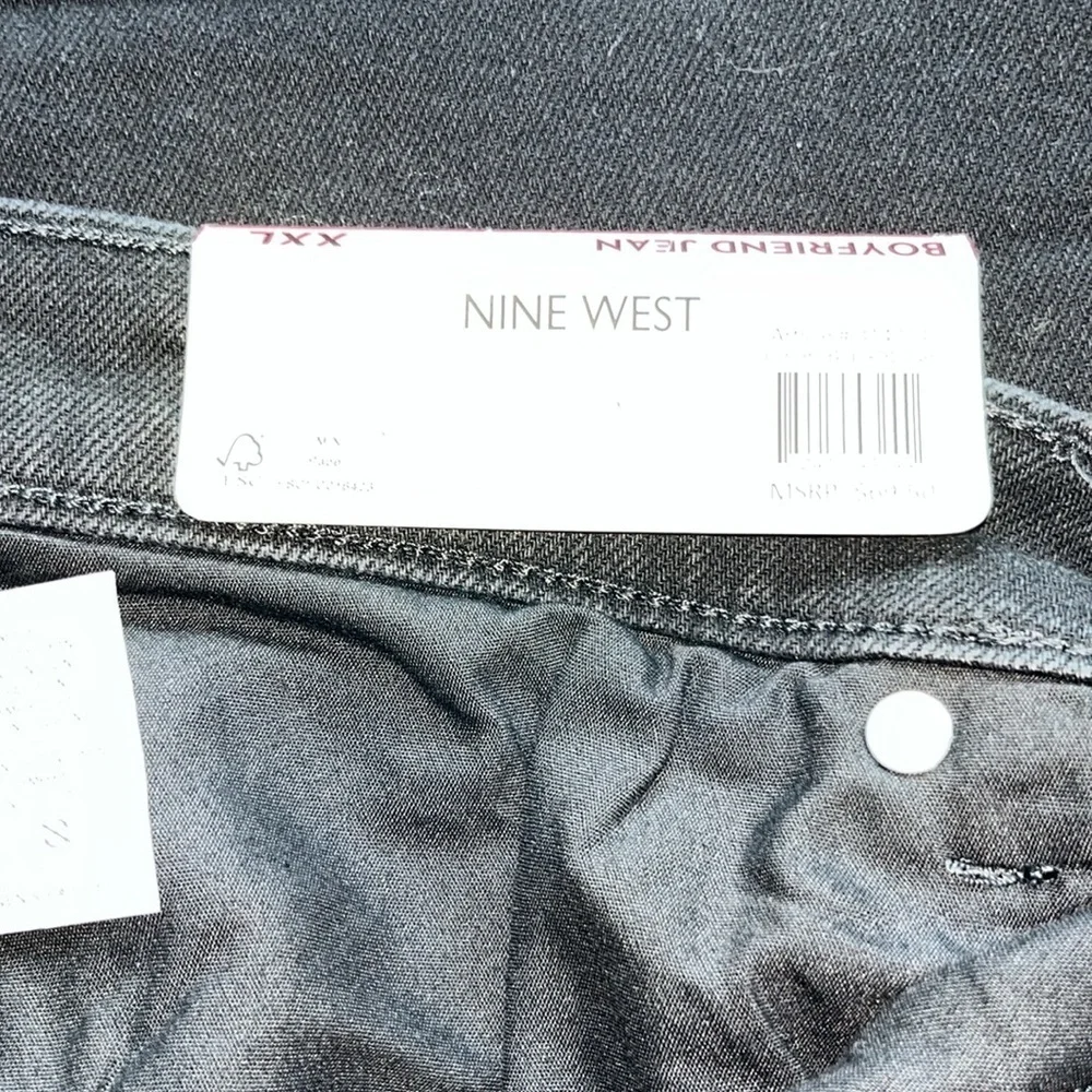 🆕 Nine West Boyfriend Jean High Rise Super Stretch Black XXL